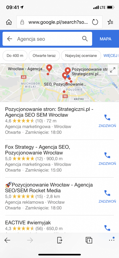wizytówka Google Strategiczni.pl