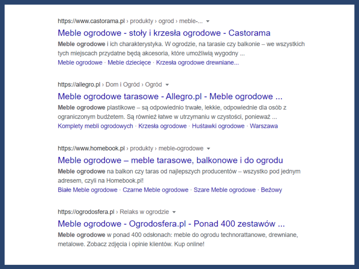 Widok witryny w wynikach wyszukiwania w Google